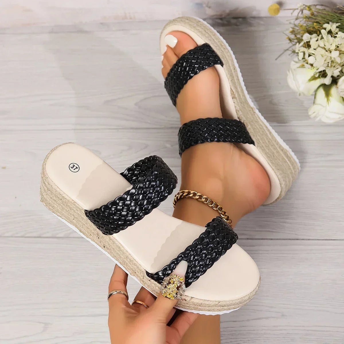 Bria espadrille platform slide sandals - detail