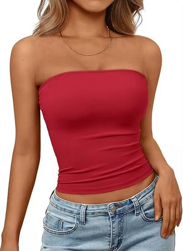 Charlotte Crop Tube Top Red