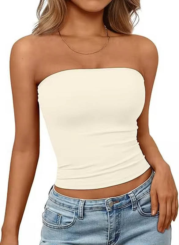 Charlotte Crop Tube Top Beige