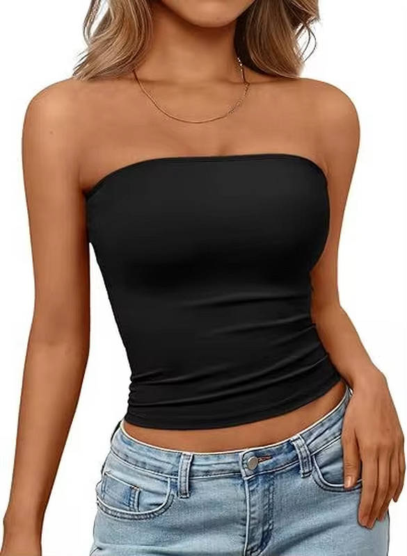 Charlotte Crop Tube Top Black