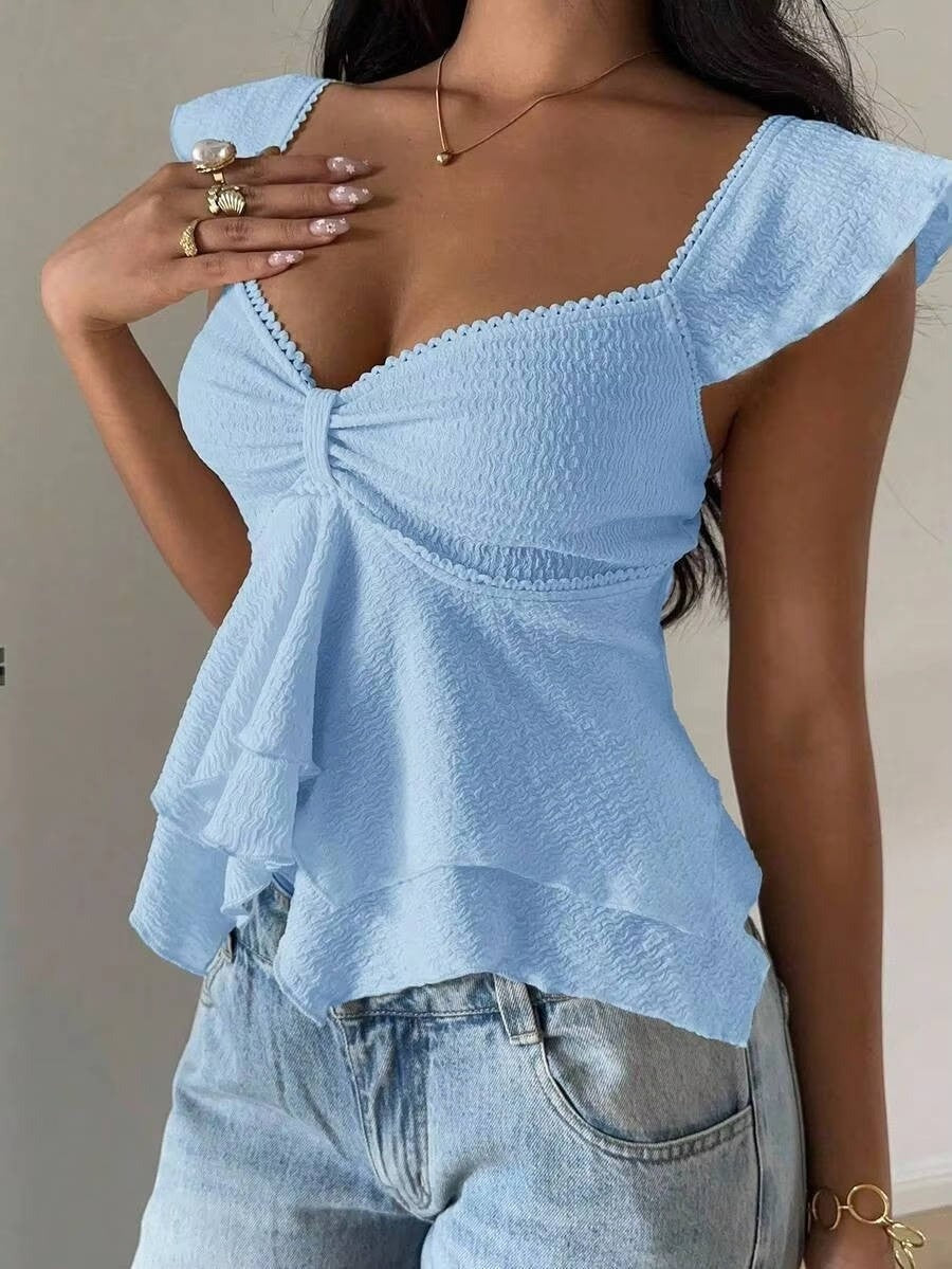 Pia ruffle blouse - Blue