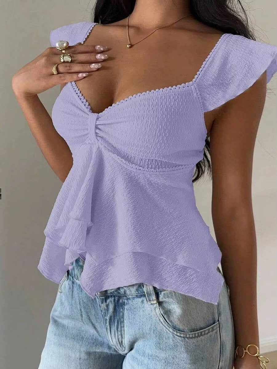 Pia ruffle blouse - Lavender