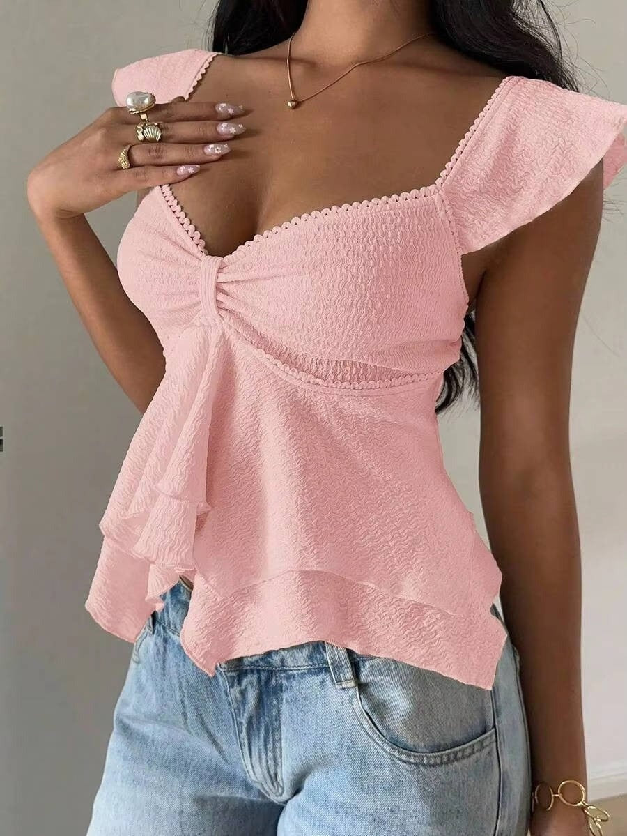 Pia ruffle blouse - Pink