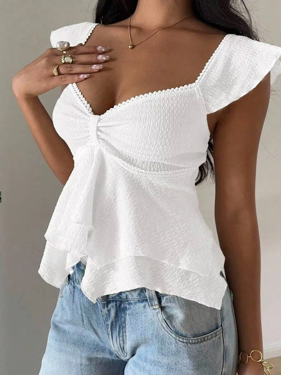 Pia ruffle blouse - White