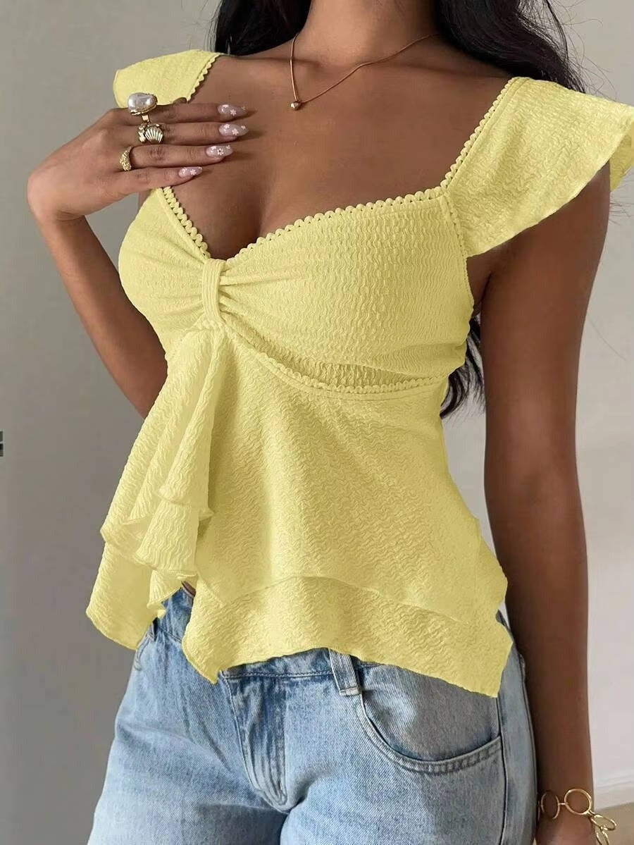 Pia ruffle blouse - Yellow