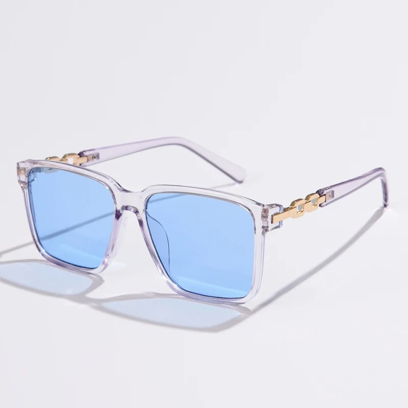Nova Square Designer Sunglasses - Clear Blue