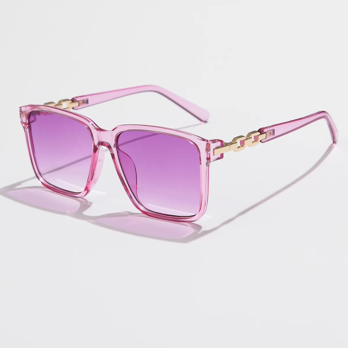 Nova Square Designer Sunglasses - Clear Purple
