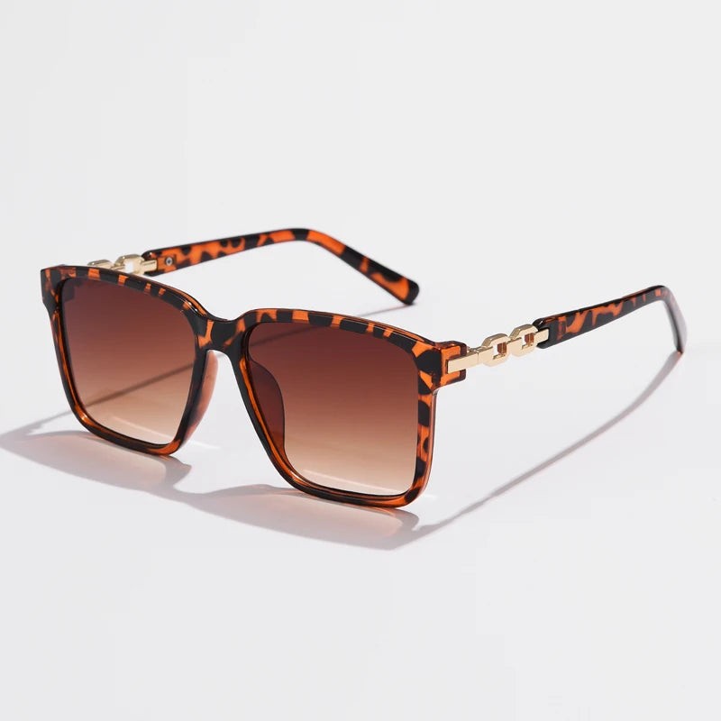 Nova Square Designer Sunglasses - Leopard