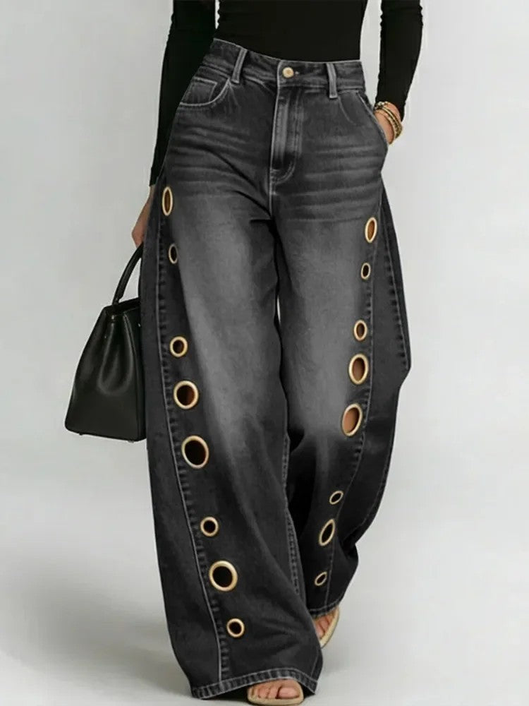 Hollis Women's Baggy Wide Leg Jeans - Black