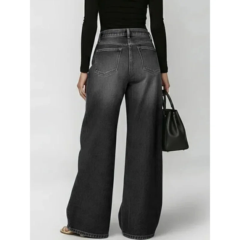 Hollis Women's Baggy Wide Leg Jeans - detail