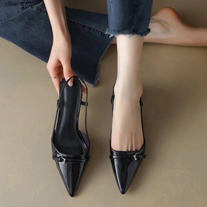 Gia pointed slingback kitten heels - detail