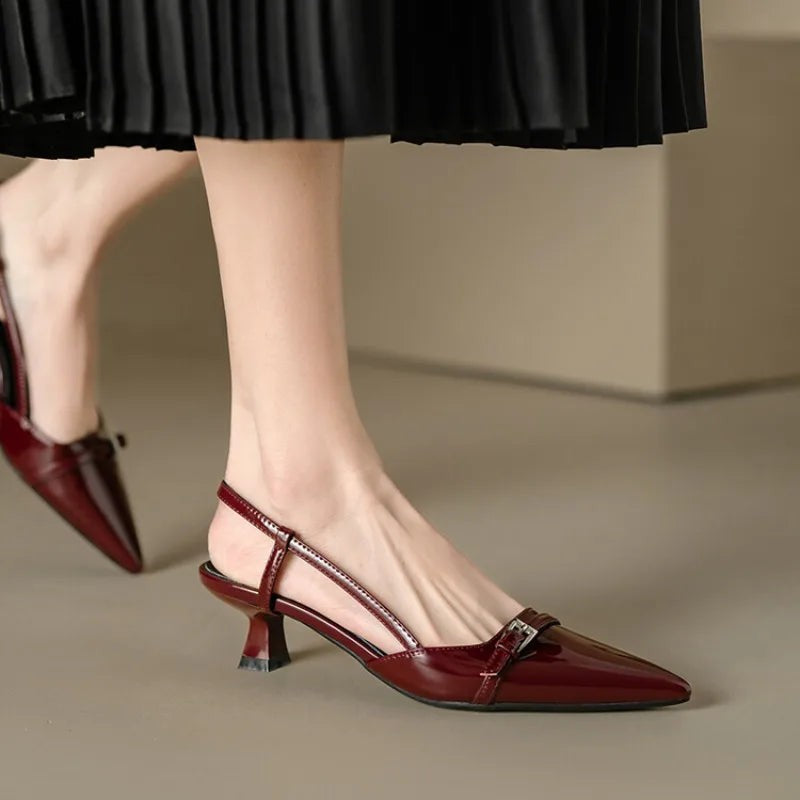 Gia pointed slingback kitten heels - detail