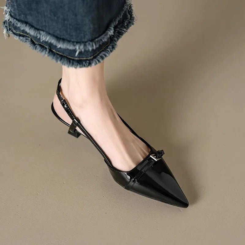 Gia pointed slingback kitten heels - detail
