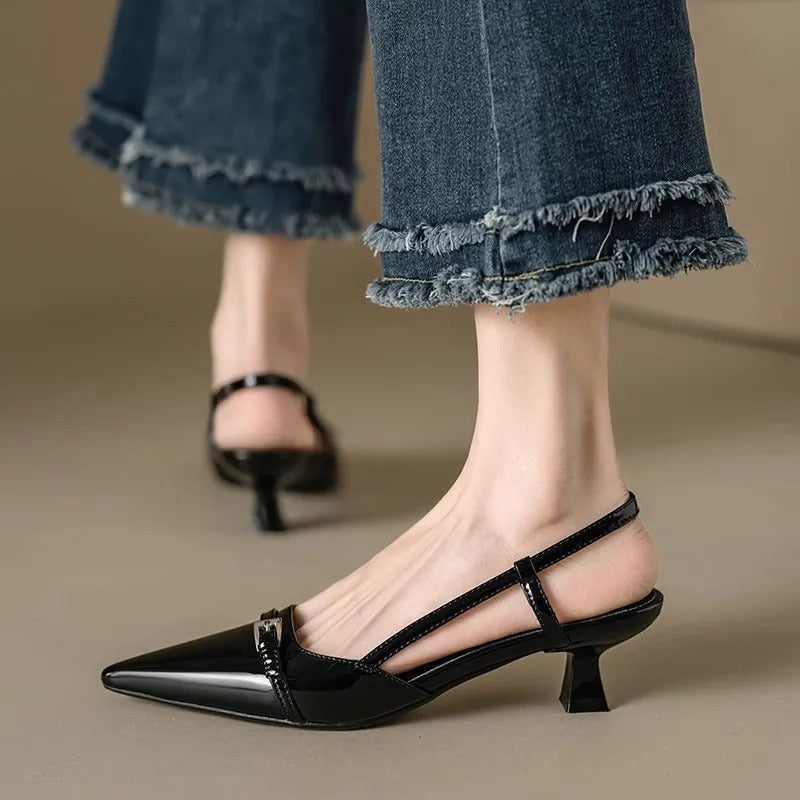 Gia pointed slingback kitten heels - detail