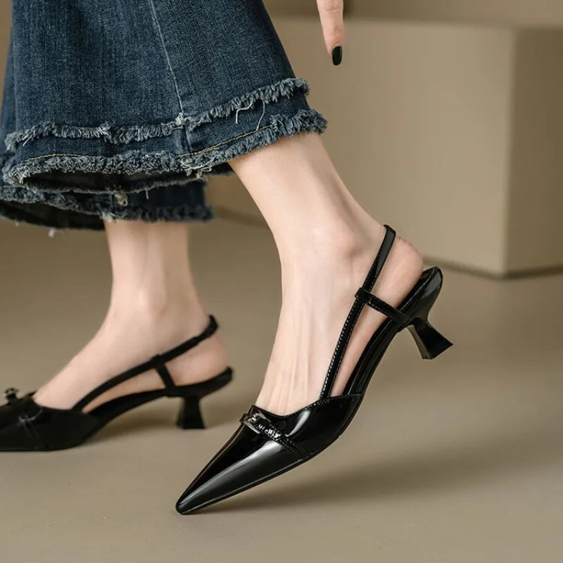 Gia pointed slingback kitten heels - Black