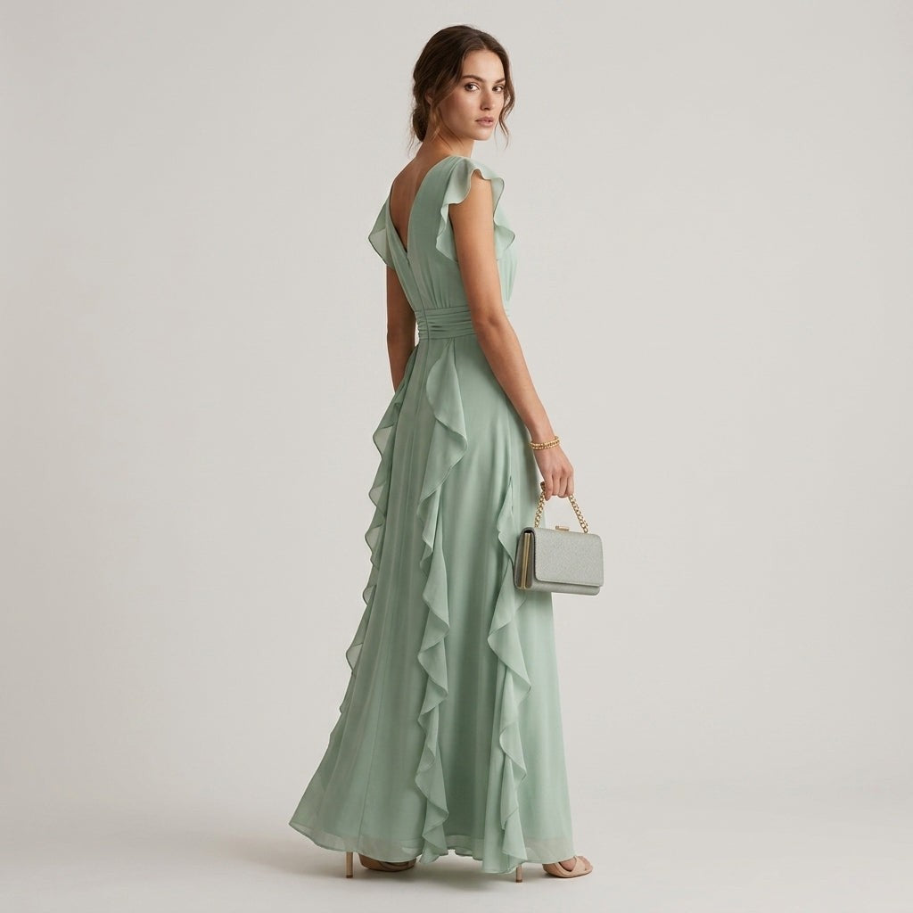 Tess wrap ruffle maxi dress - detail