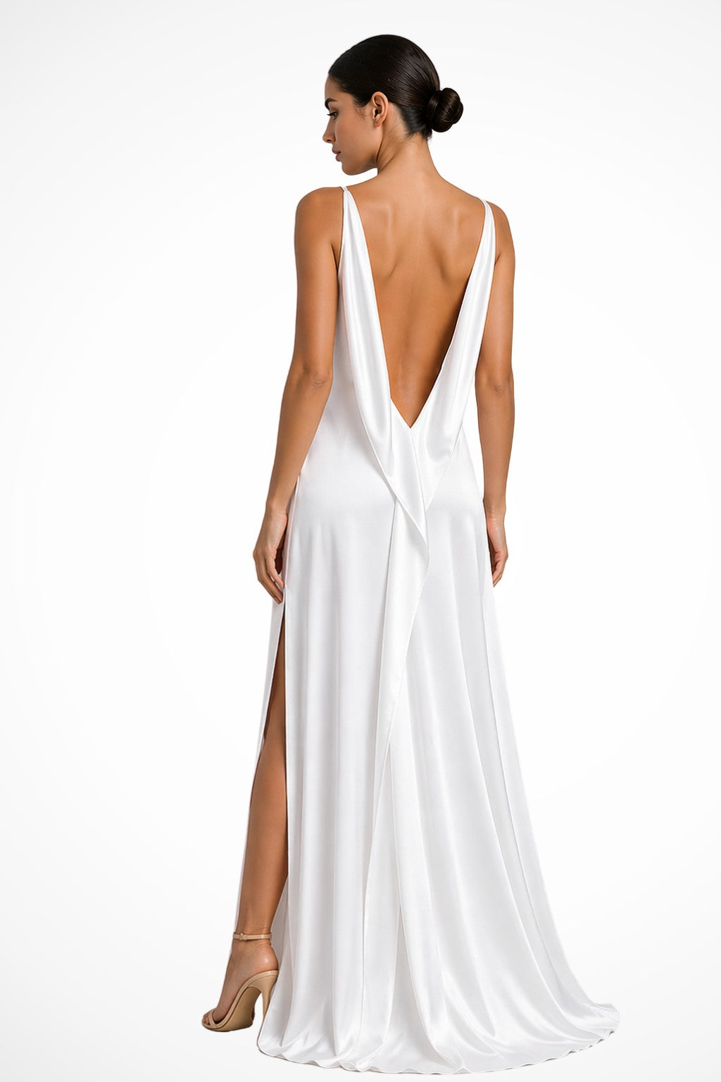 Maren satin slip maxi dress - White
