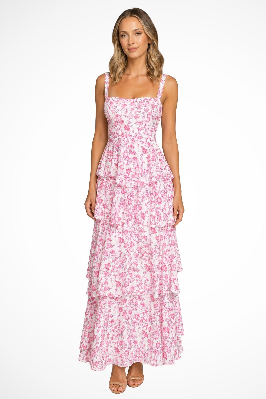 Juliet spaghetti strap floral maxi dress - Pink