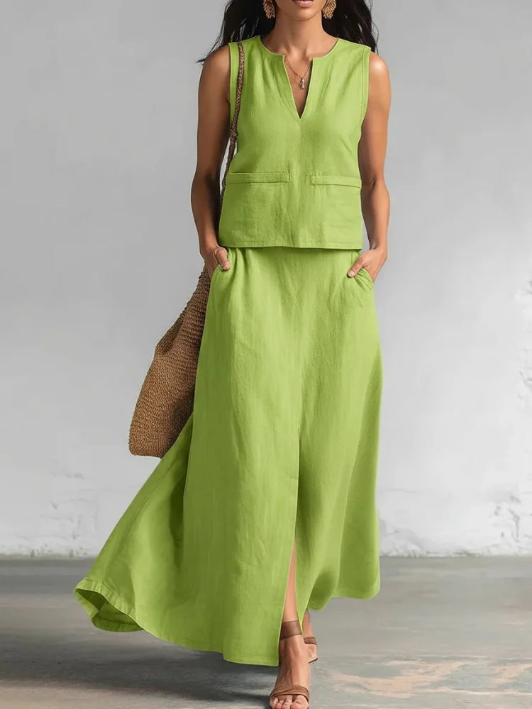 Maren maxi two piece skirt set - Green