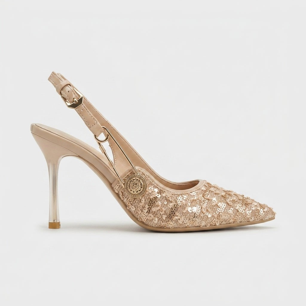Yara sparkly pointed slingback heels - Pink