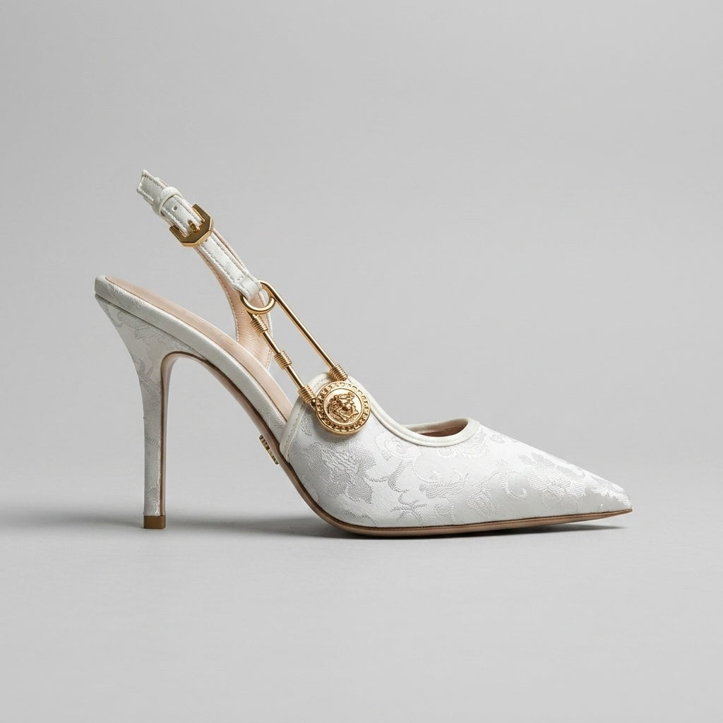 Yara sparkly pointed slingback heels - White