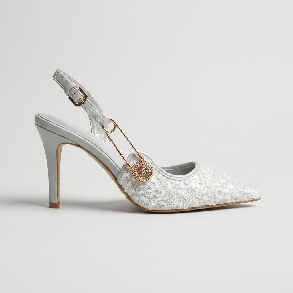 Yara sparkly pointed slingback heels - Silver