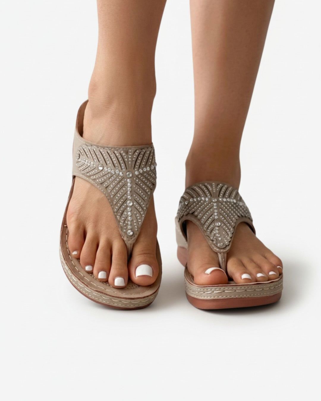 June rhinestone thong sandals - Beige detail