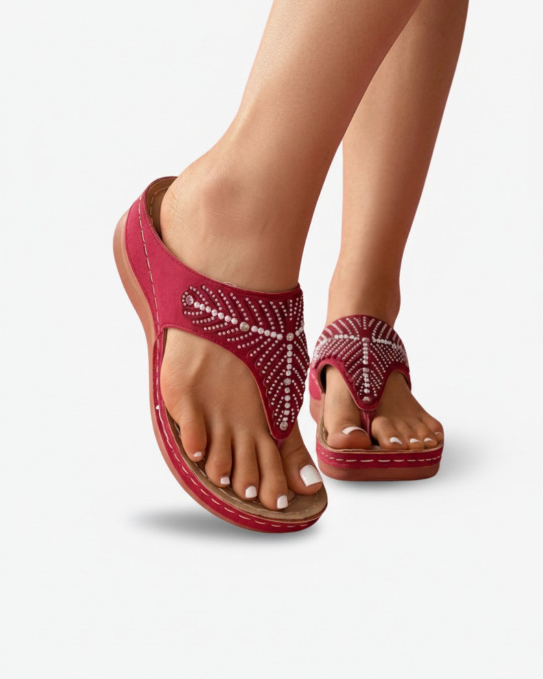 June rhinestone thong sandals - Red