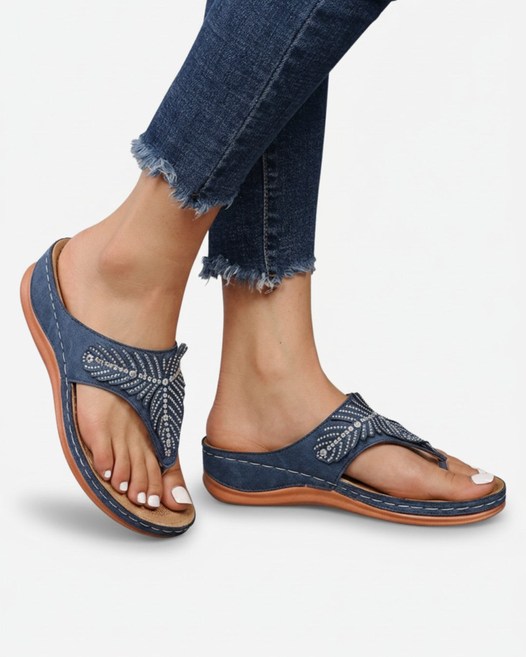 June rhinestone thong sandals - Blue