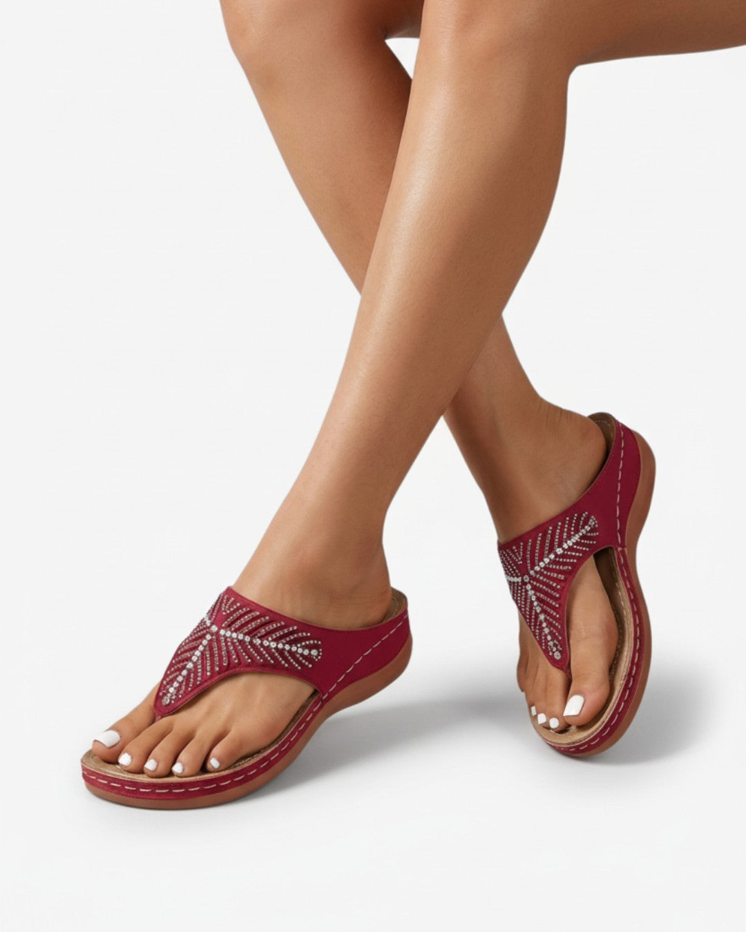June rhinestone thong sandals - Black sole