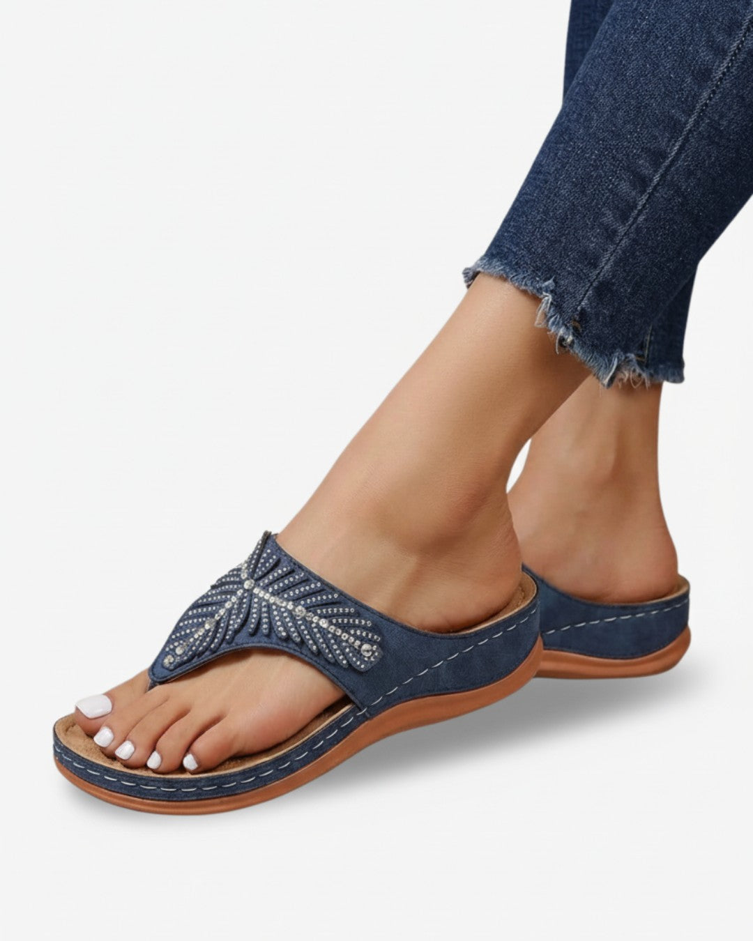 June rhinestone thong sandals - Blue detail