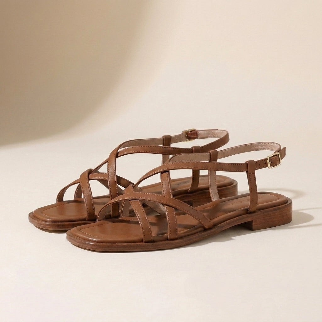 Jane strappy flat sandals - Brown