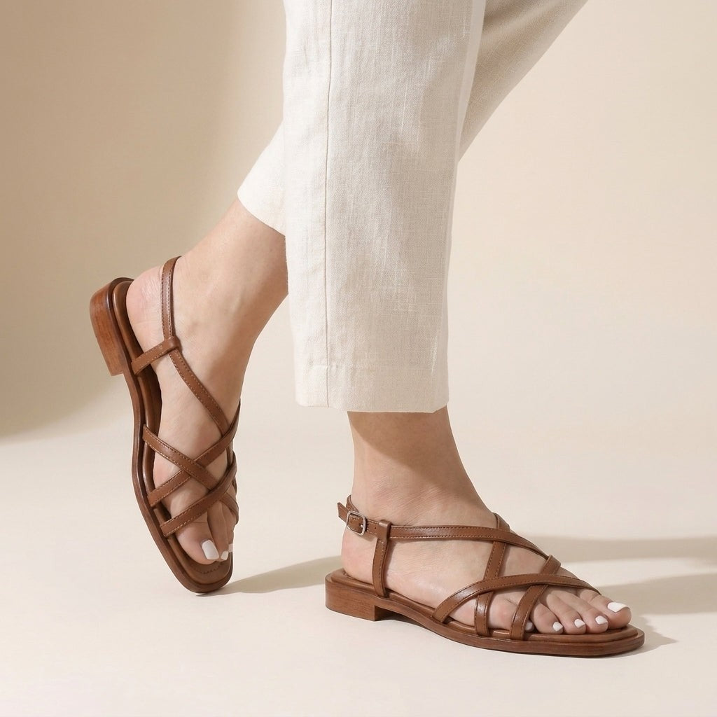 Jane strappy flat sandals - Brown
