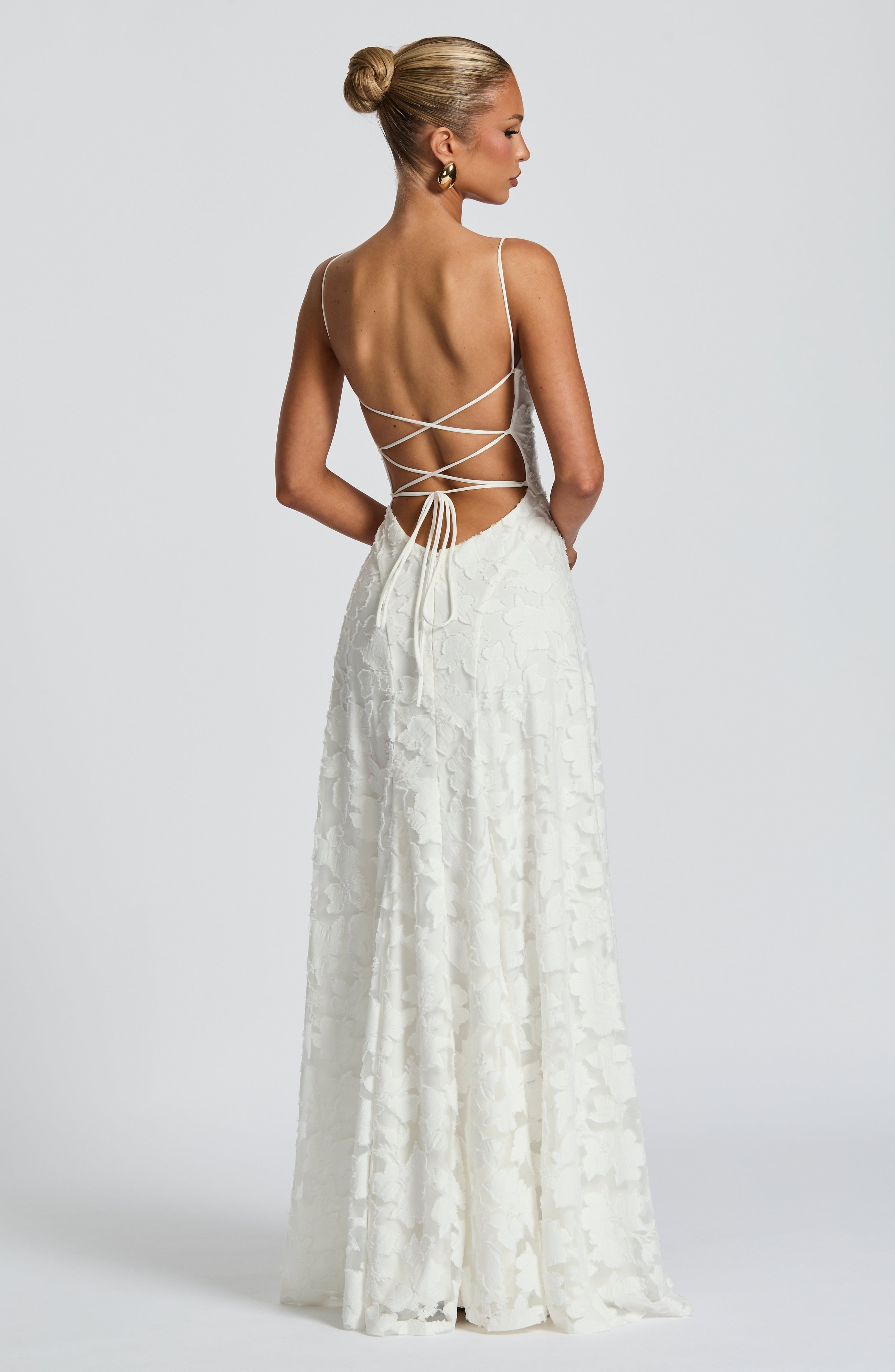 Mira floral lace maxi dress - Ivory