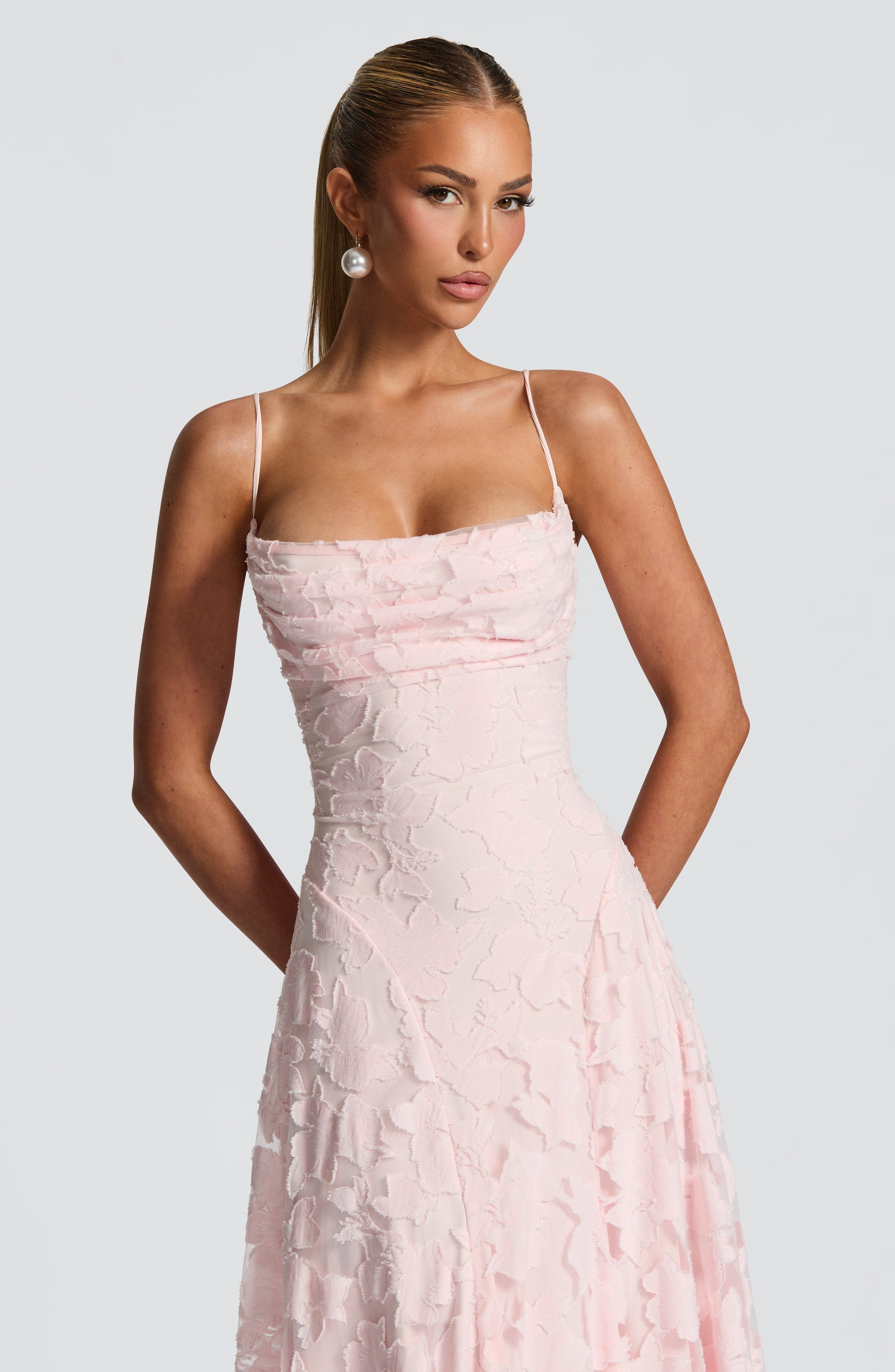 Mira floral lace maxi dress - Powder Pink