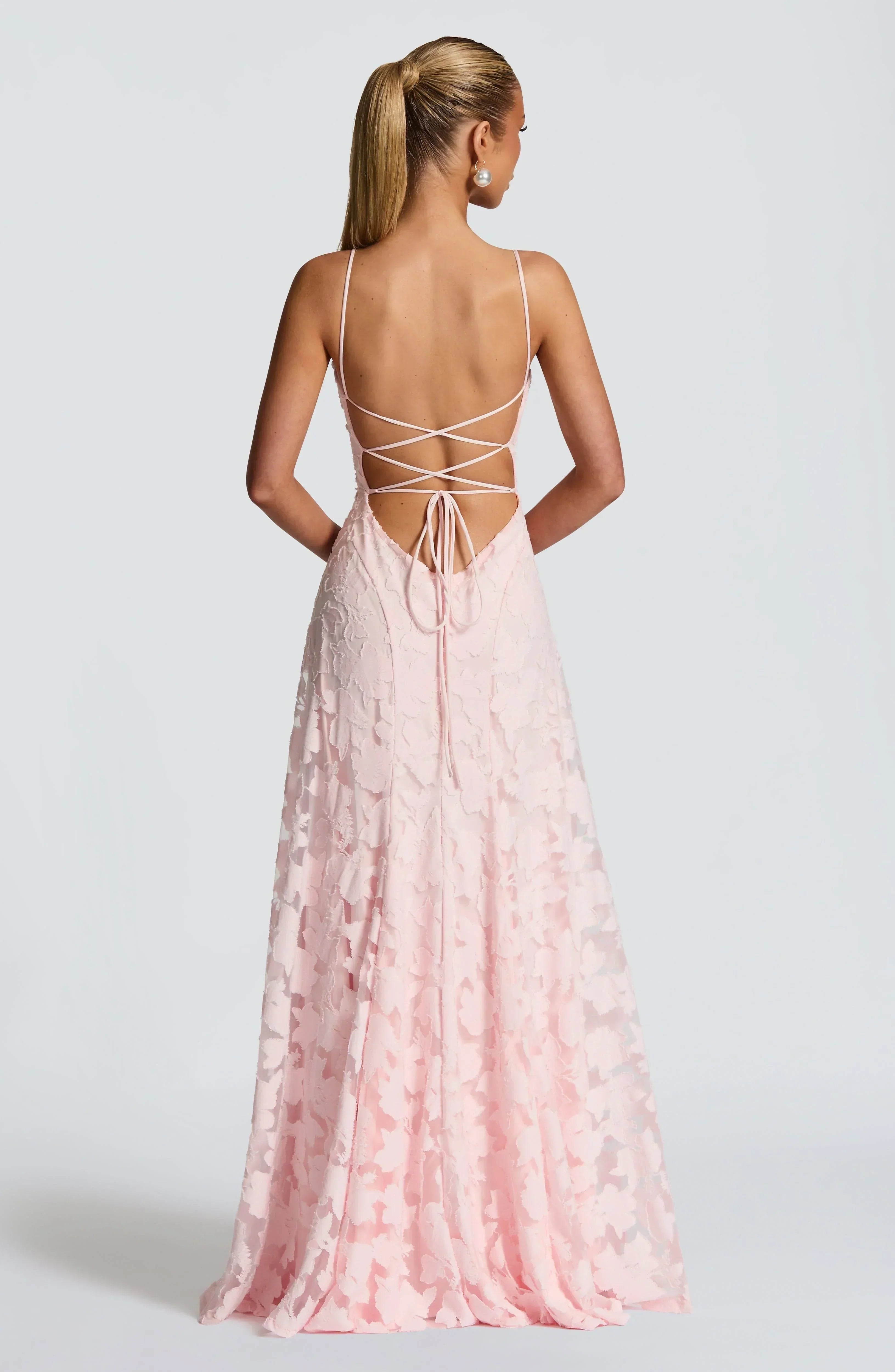 Mira floral lace maxi dress - Powder Pink