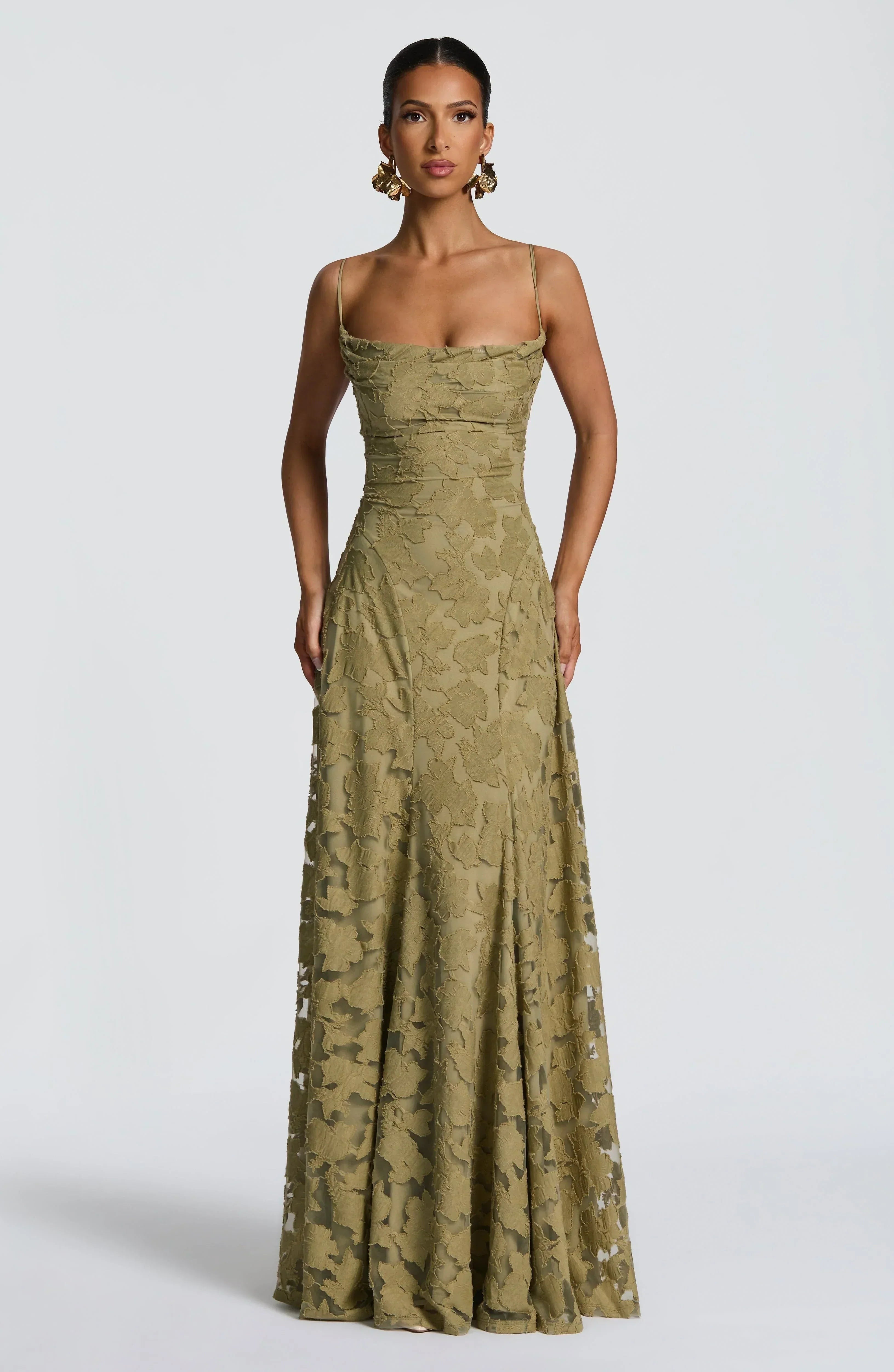 Mira floral lace maxi dress - Green