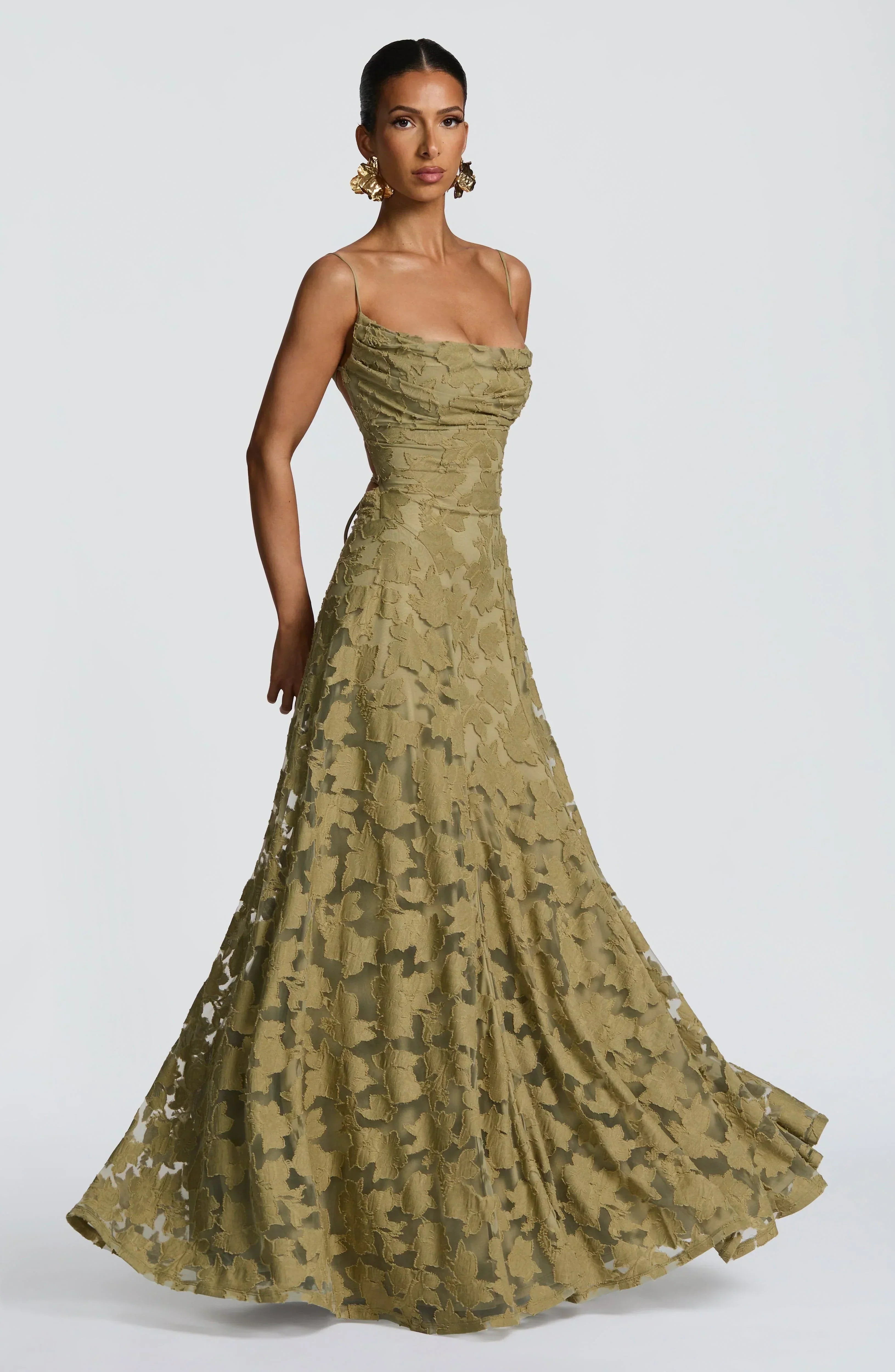 Mira floral lace maxi dress - Green