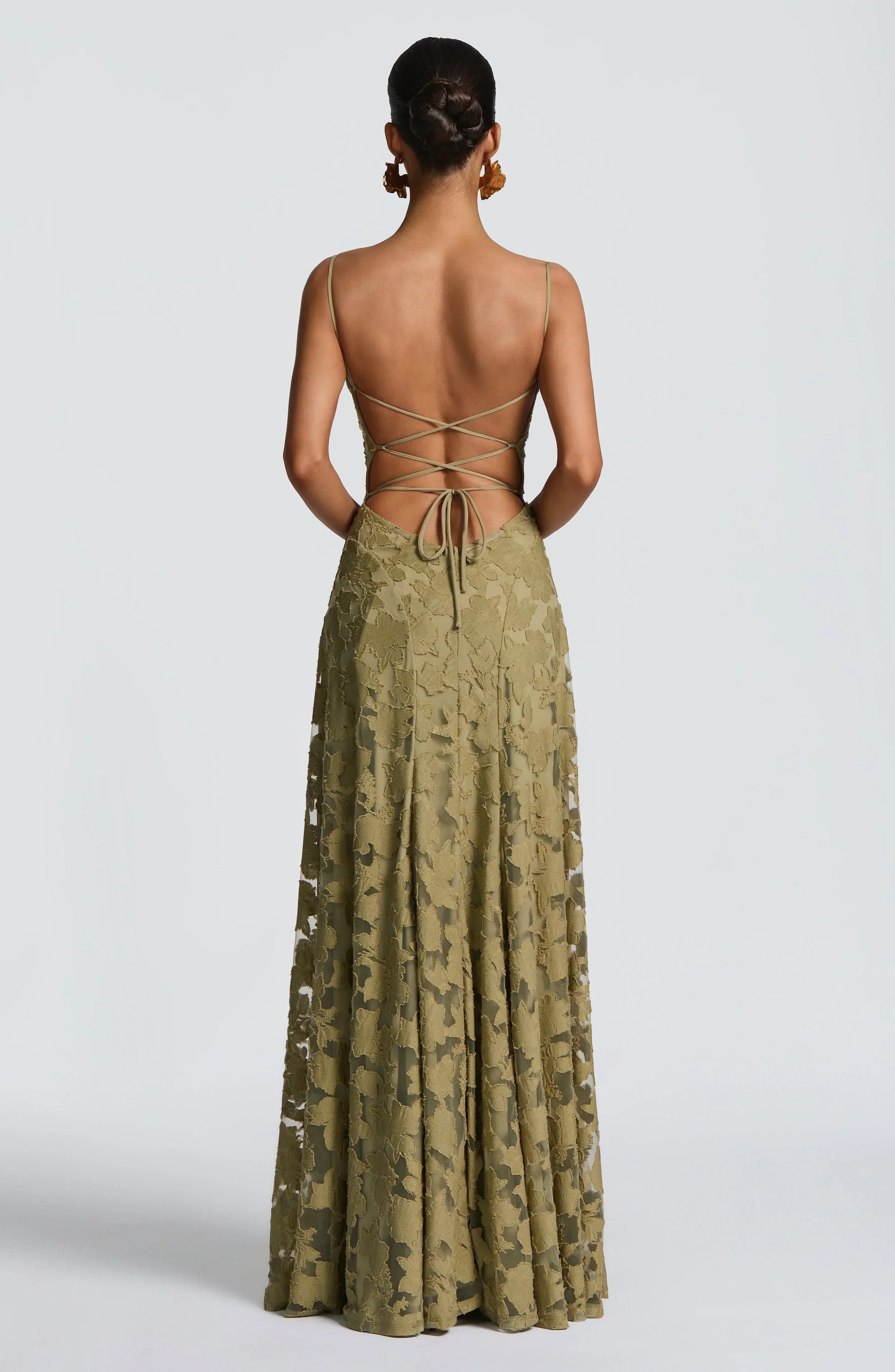 Mira floral lace maxi dress - Green