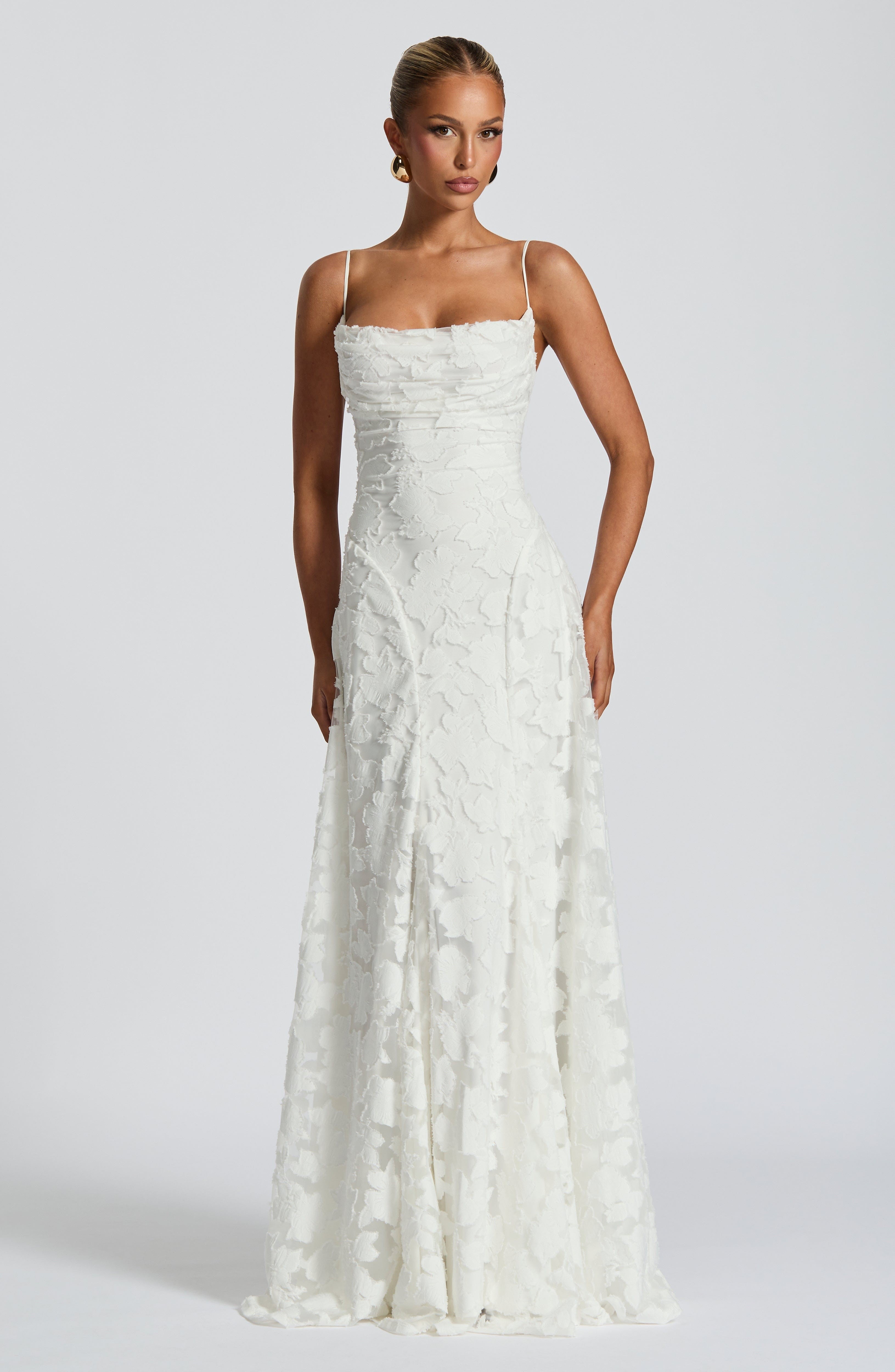 Mira floral lace maxi dress - Ivory