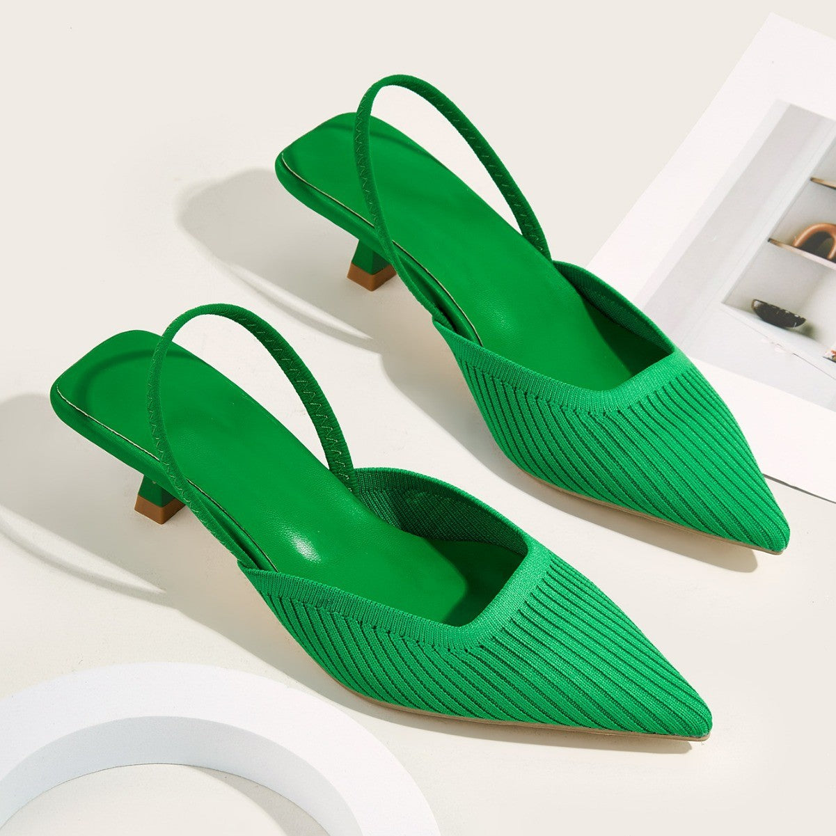 Sofia pointed slingback kitten heels - Green
