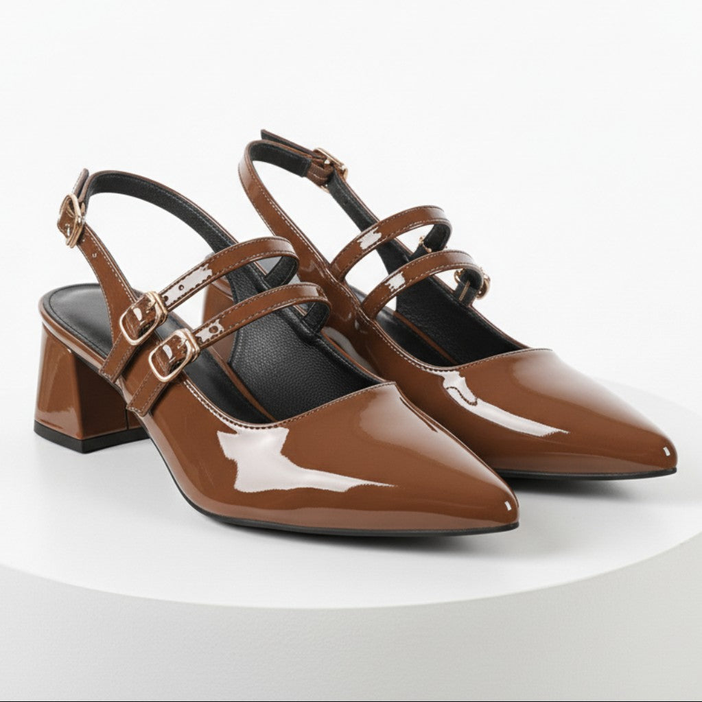 Yara mary jane slingback heels - Brown