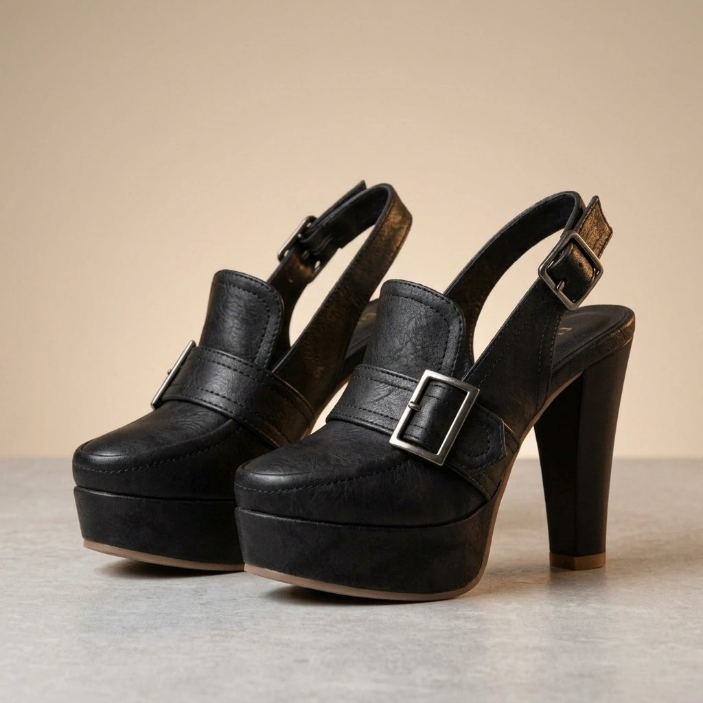 Mara platform block heels - Black
