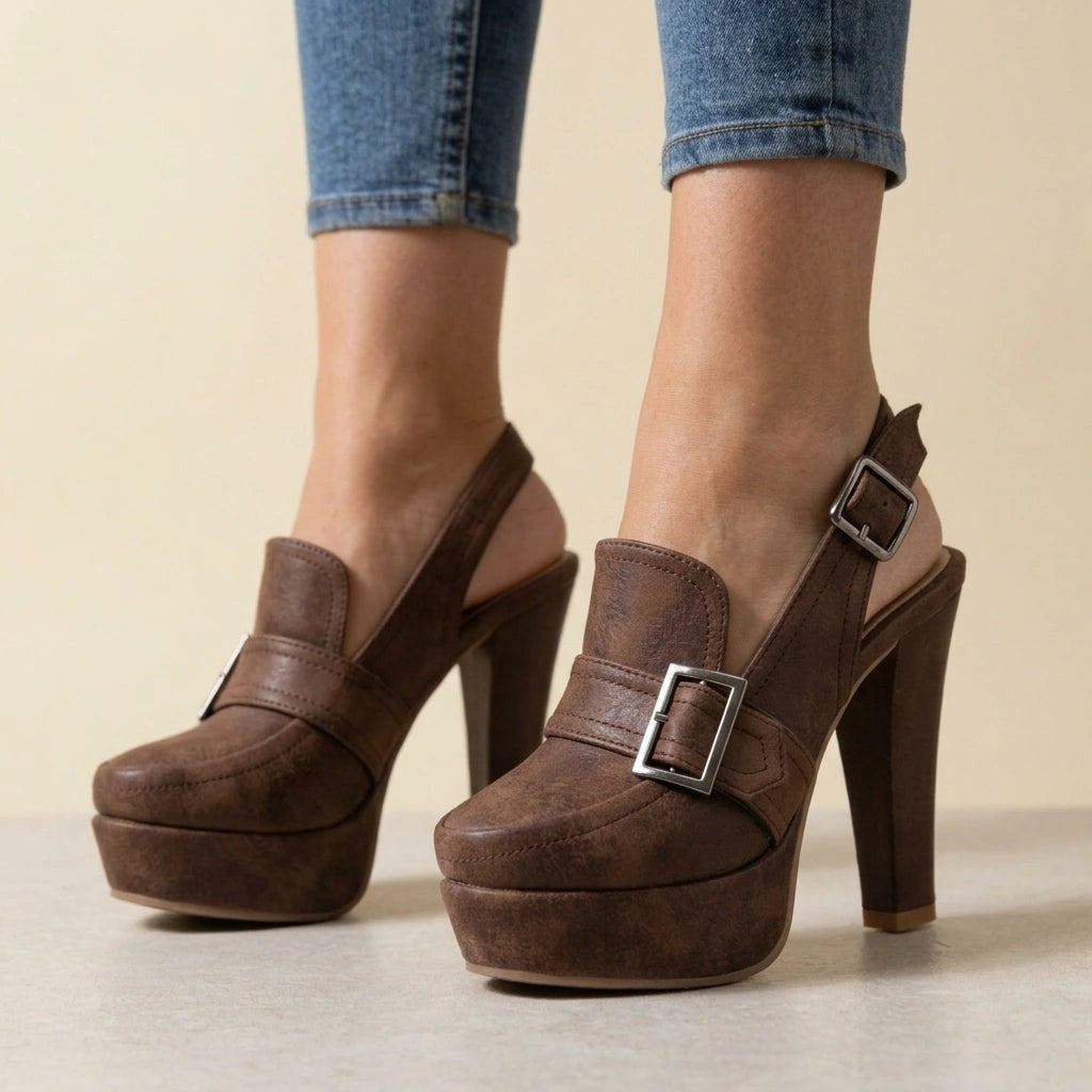 Mara platform block heels - Dark Brown