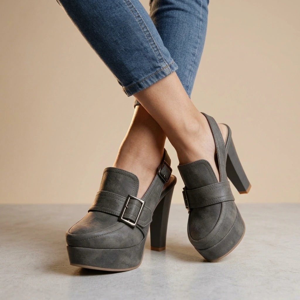 Mara platform block heels - Gray