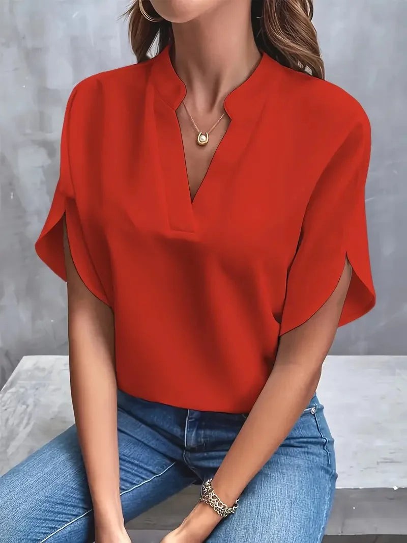 Clara v neck blouse - Red