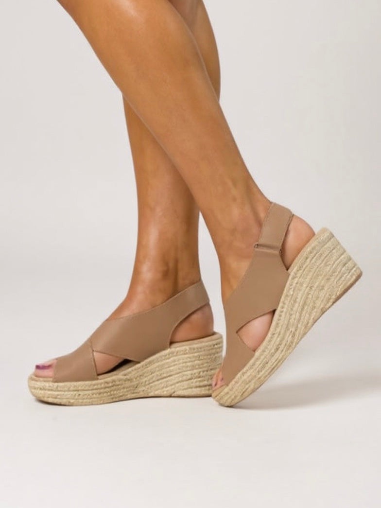Pia slingback espadrille wedge sandals - Beige