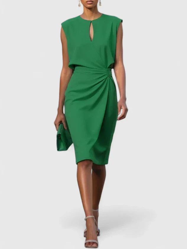 Tess ruched wrap midi dress - Green