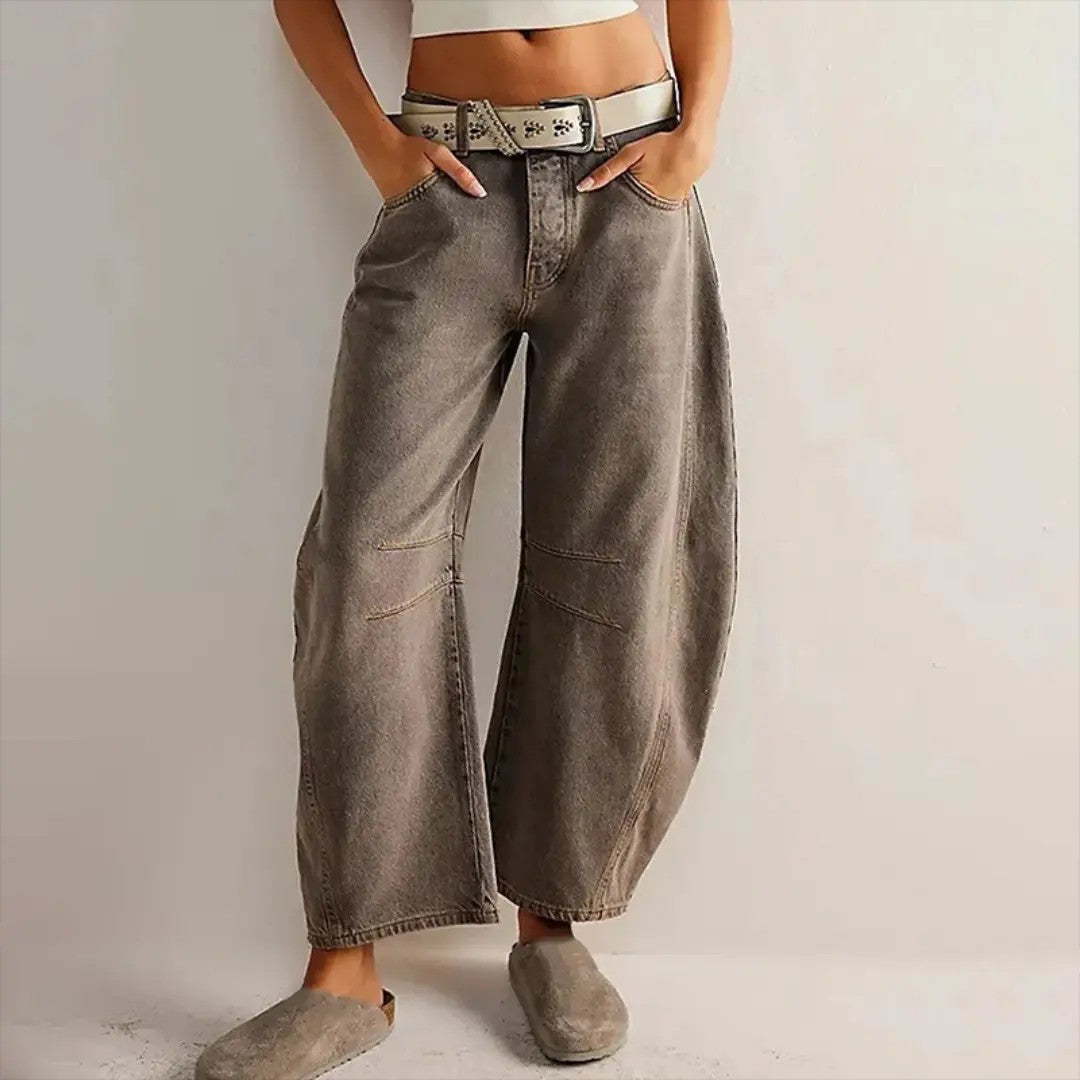 Hollis baggy barrel wide leg jeans - Brown