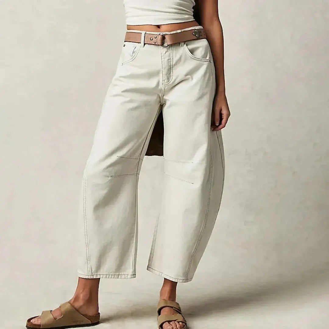 Hollis baggy barrel wide leg jeans - White
